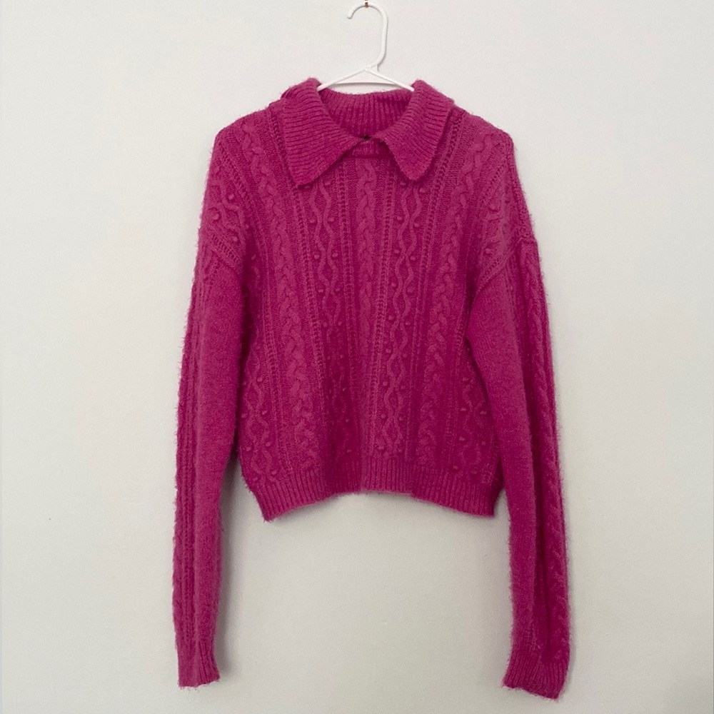 Free People Every Cloud Pullover Fuschia Fizz - image 5